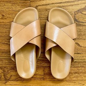 New J. Crew Marlow cross-strap sandals in vachetta leather
